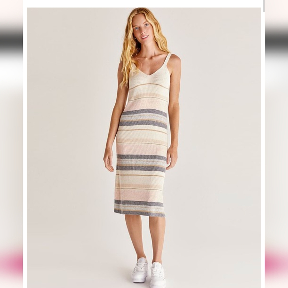 Z Supply Malibu Striped Knit Dress in Oatmeal